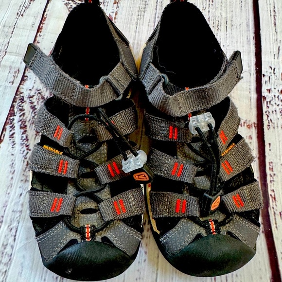 Keen Newport Neo H2 Kids Grey Orange Waterproof Hiking Sandals 1018434 Size 12 - Picture 1 of 5